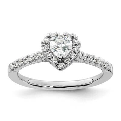 Halo Holds 1/4 Carat 4.2mm Heart Center 1/4 Carat Diamond Semi-Mount Engagement Ring 14k White Gold…