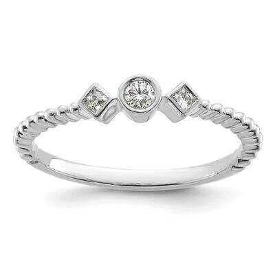 Scalloped BPetite 3-Stone 1/15 Carat Round Diamond Complete Promise/Engagement Ring 14k White Gold …