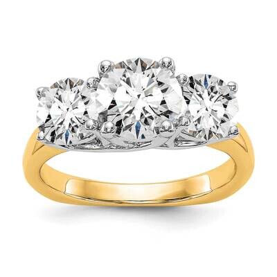 3-Stone Holds 1 Carat 6.5mm Round Center Includes 2-5.00mm Round Side Diamonds Semi-Mount Engagemen…