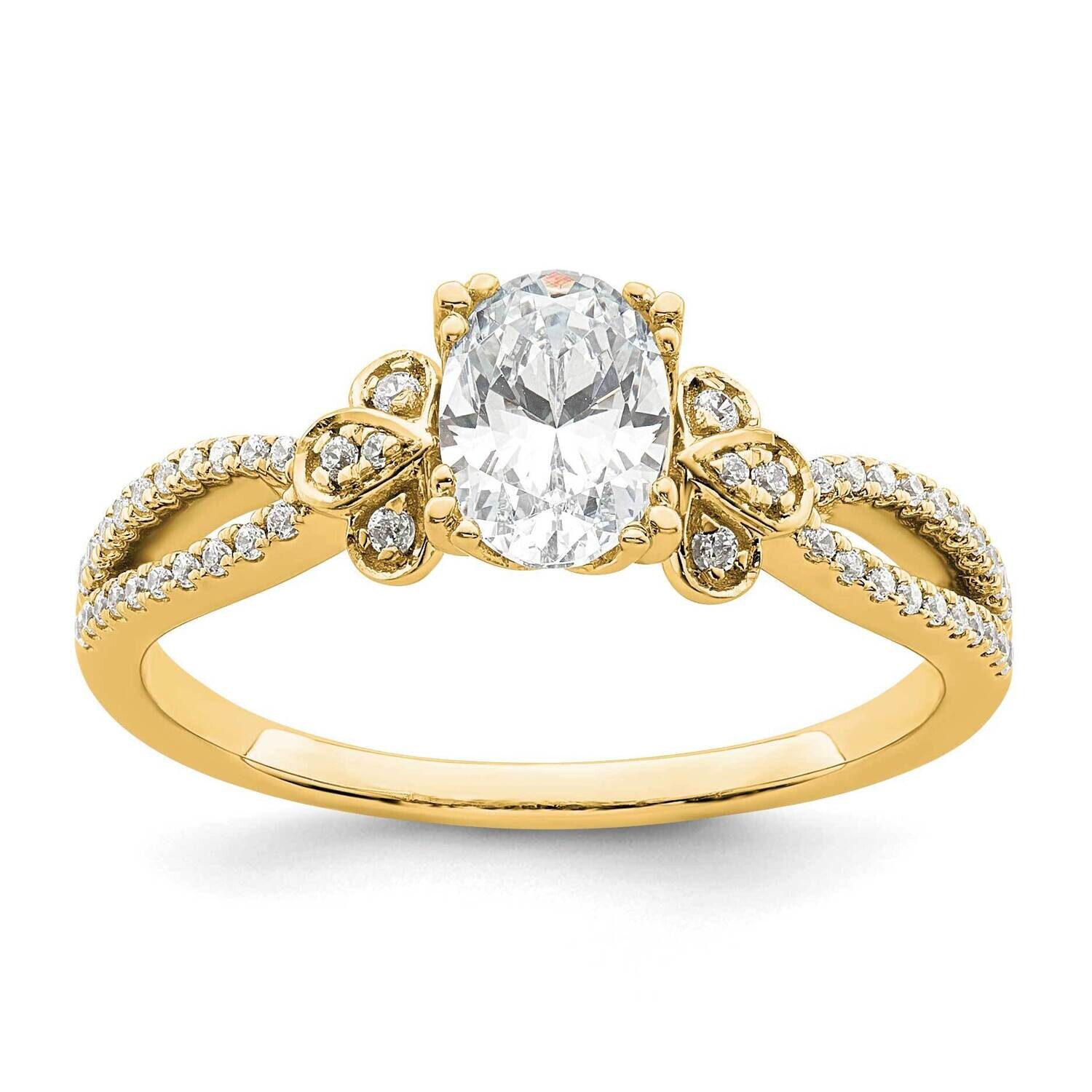 Split Shank Holds 3/4 Carat 7.1X5.4mm Oval Center 1/6 Carat Diamond Semi-Mount Engagement Ring 14k …