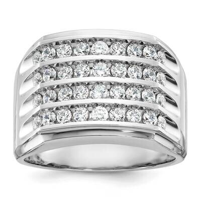 Ibgoodman Men&#39;s Polished Grooved 4-Row Ring Mounting 10k White Gold B59287-4W by IBGoodman, MPN: B5…