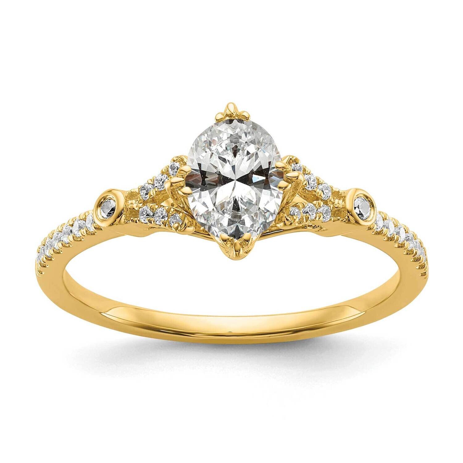 Holds 1 Carat 8.00X6.1mm Oval Center 1/8 Carat Diamond Semi-Mount Engagement Ring 14k Gold RM7835E-100-YAA