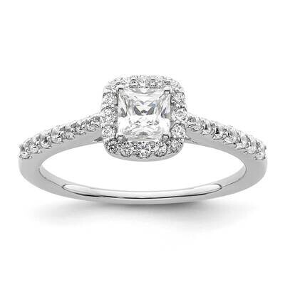 Halo Plus Holds 1/2 Carat 4.3mm Princess Center 1/3 Carat Diamond Semi-Mount Engagement Ring 14k Wh…