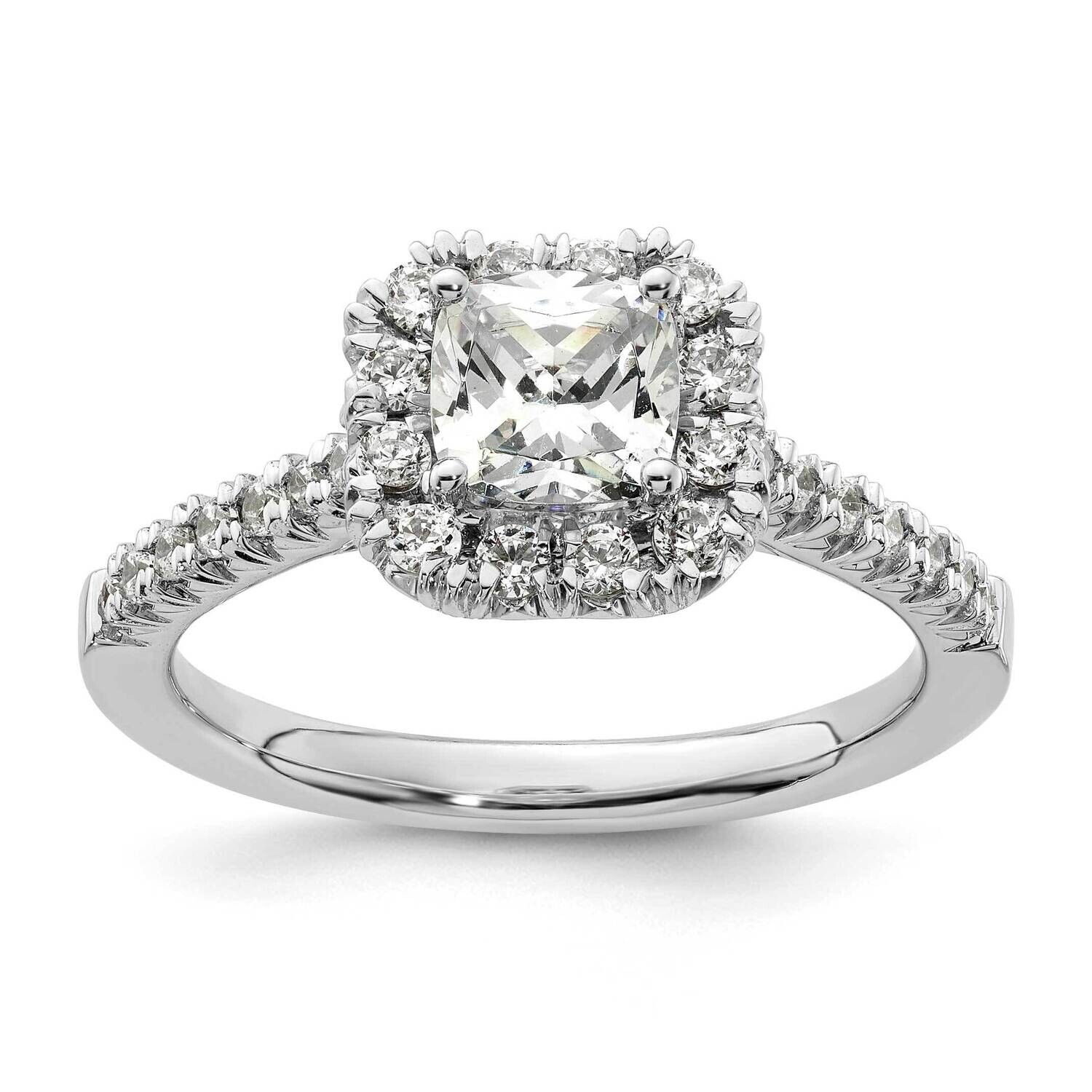 Platinum Cushion Halo Diamond Semi-Mount Engagement Ring RM2059E-075-PLAA