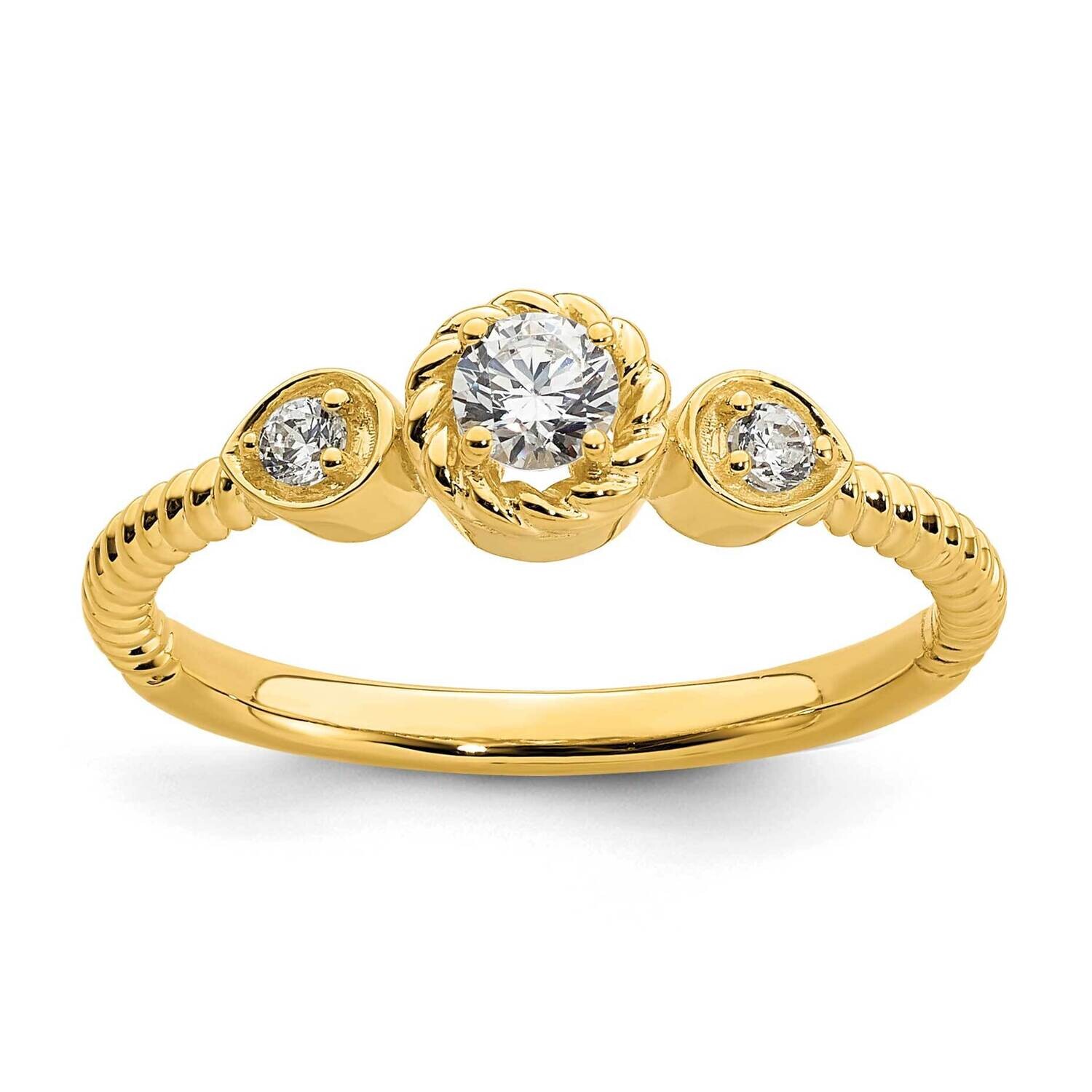Roped BPetite 3-Stone 1/4 Carat Round Diamond Complete Promise/Engagement Ring 14k Gold RM7791E-025…