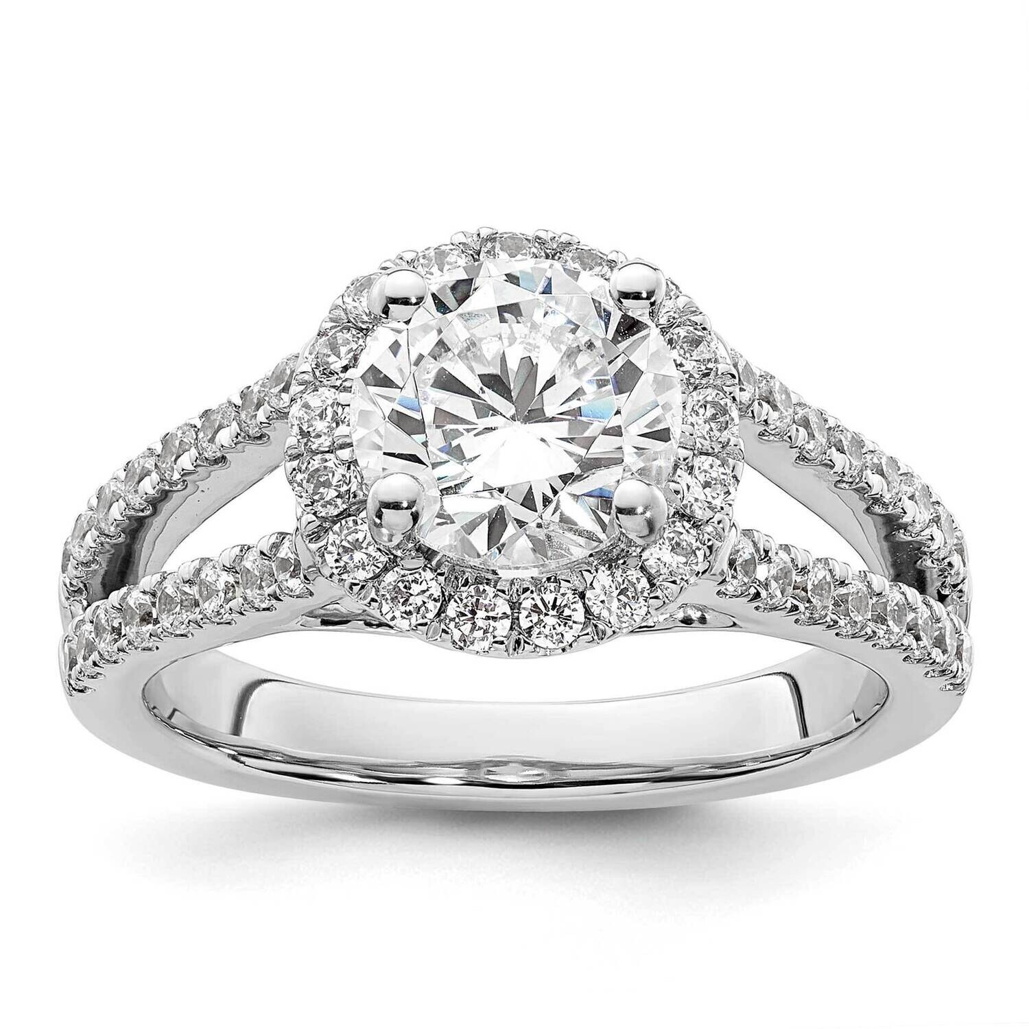 Halo Plus Holds 1.5 Carat 7.5mm Round Center 5/8 Carat Diamond Semi-Mount Engagement Ring 14k White…