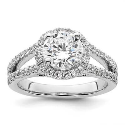 Halo Plus Holds 1.5 Carat 7.5mm Round Center 5/8 Carat Diamond Semi-Mount Engagement Ring 14k White…