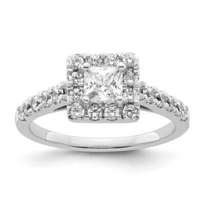 Halo Plus Holds 1/2 Carat 4.5mm Princess Center 1/2 Carat Diamond Semi-Mount Engagement Ring 14k Wh…