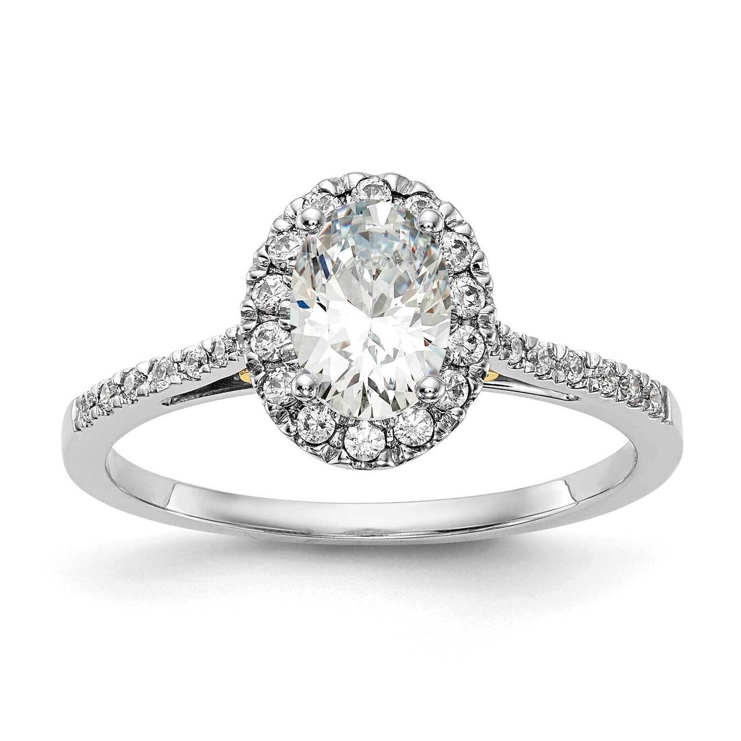 Halo Holds 1 Carat 7X5mm Oval Center 1/4 Carat Diamond Semi-Mount Engagement Ring 14k Two-Tone Gold RM2043E-100-YWAA