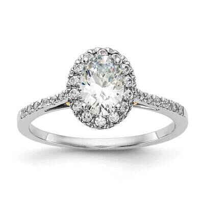Halo Holds 1 Carat 7X5mm Oval Center 1/4 Carat Diamond Semi-Mount Engagement Ring 14k Two-Tone Gold…