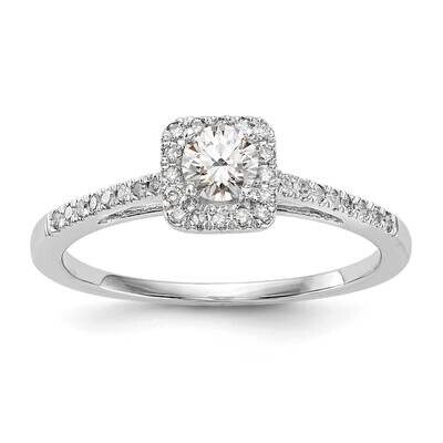 Halo Plus Holds 1/4 Carat 4.00mm Round Center 1/8 Carat Diamond Semi-Mount Engagement Ring 14k Whit…