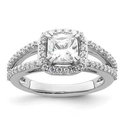 Halo Plus Holds 1.25 Carat 6.5mm Cushion Center 1/2 Carat Diamond Semi-Mount Engagement Ring 14k Wh…