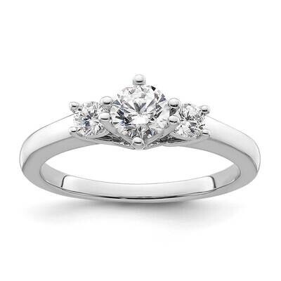 3-Stone Holds 1/2 Carat 5.2mm Round Center Includes 2-3.0mm Round Side Stones Semi-Mount Engagement…