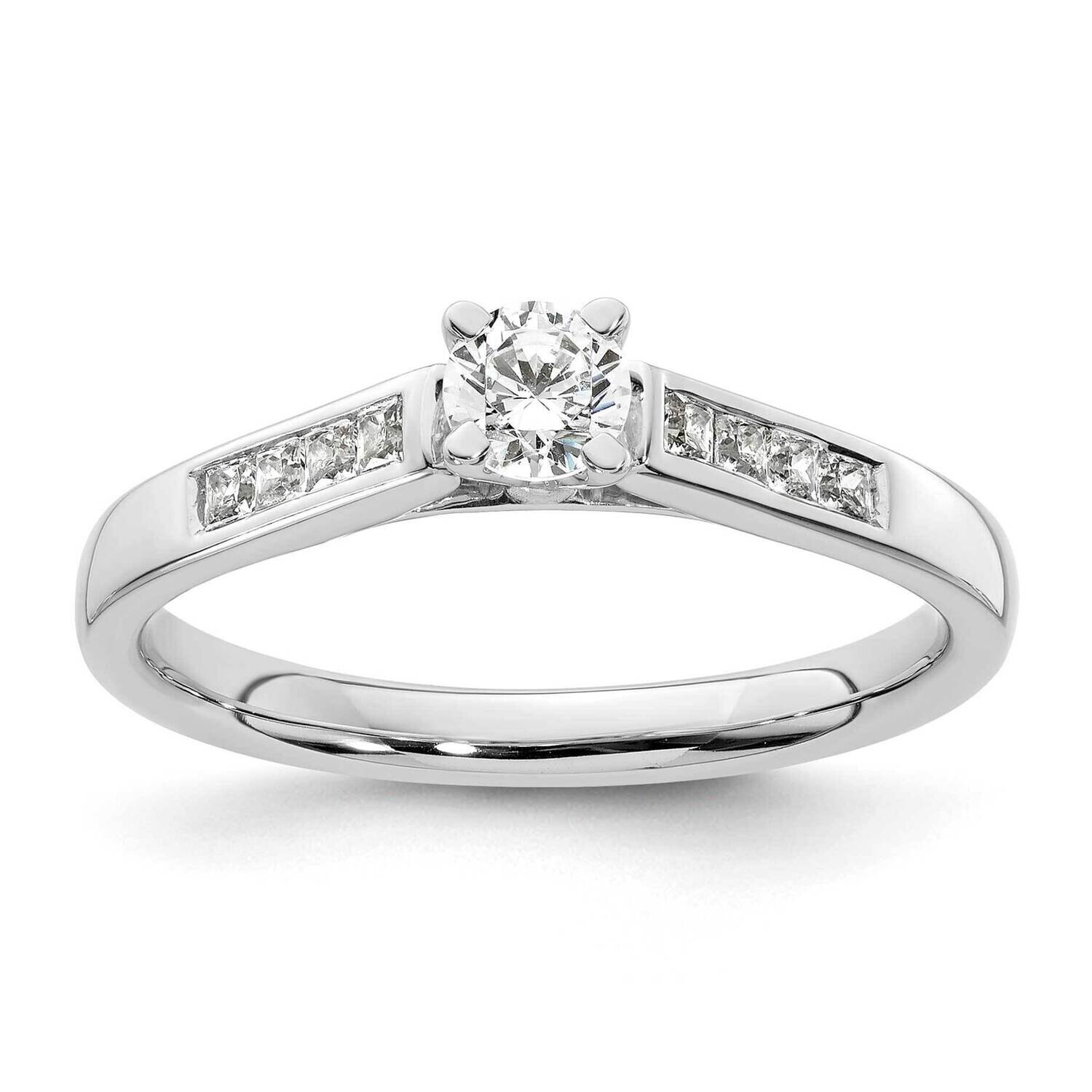 Peg Set 1/5 Carat Channel-Set Princess Diamond Semi-Mount Engagement Ring 14k White Gold RM2648E-02…