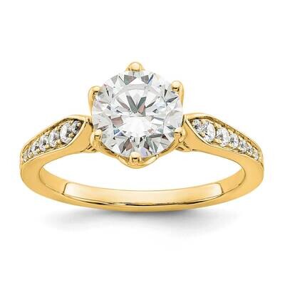 Holds 1.5 Carat 7.5mm Round Center 1/6 Carat Diamond Semi-Mount Engagement Ring 14k Gold RM7811E-15…