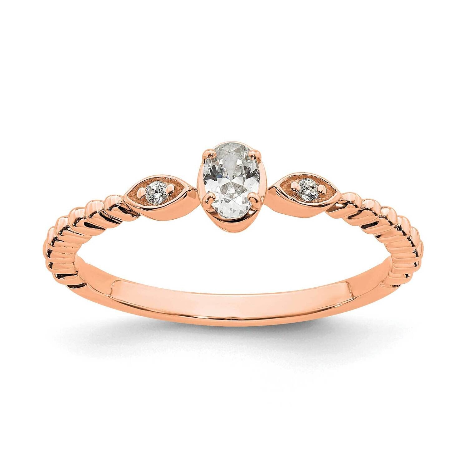 Scalloped BPetite 3-Stone 1/4 Carat Oval Diamond Complete Promise/Engagement Ring 14k Rose Gold RM7…