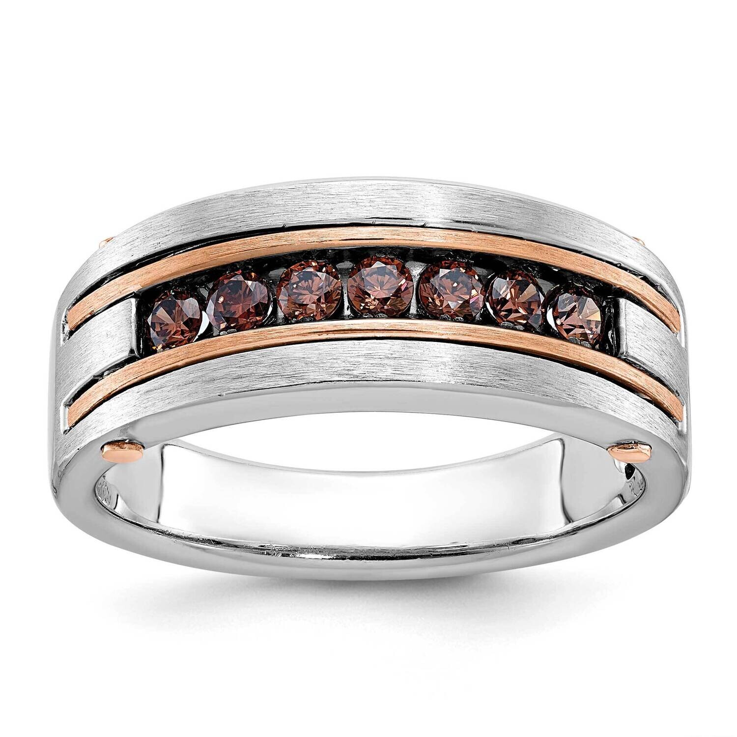 Ibgoodman Rose Gold Men&#39;s Polished Satin 7-Stone Ring Mounting 14k White Gold B63435-4WR, MPN: B634…