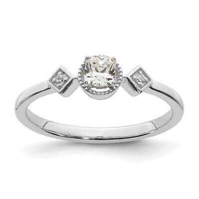 Beaded Edge Petite 3-Stone 1/4 Carat Cushion Diamond Complete Promise/Engagement Ring 14k White Gol…