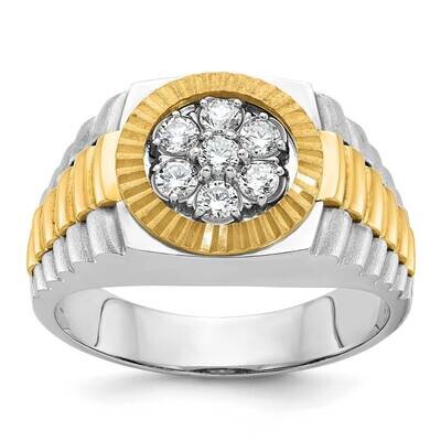 Ibgoodman Men&#39;s Polished Satin Textured Cluster Ring Mounting 14k Two-Tone Gold B56512-4WY by IBGoo…