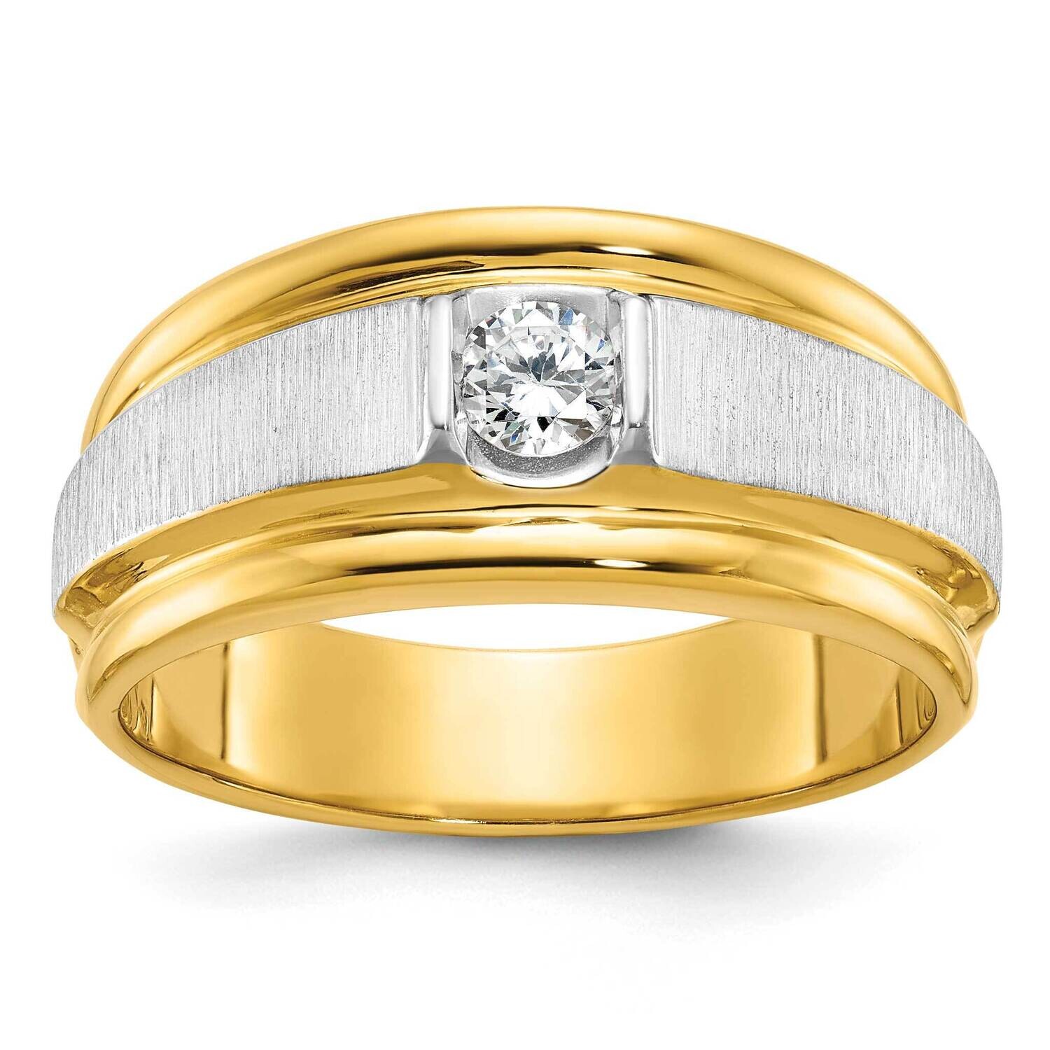 Ibgoodman Men&#39;s Polished Satin Diamond Ring Mounting 14k Two-Tone Gold B58385-4YW by IBGoodman, MPN…