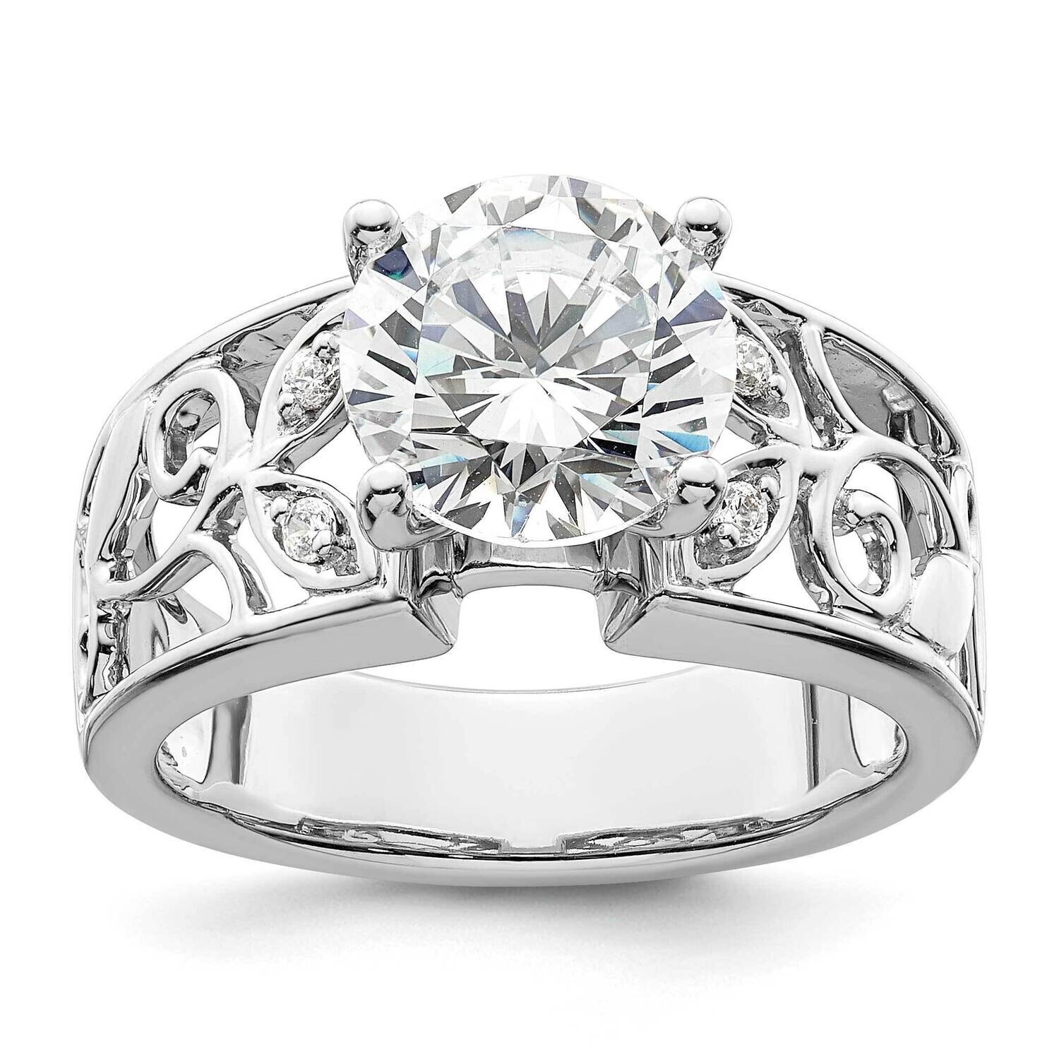 Leaf Design Peg Set 1/20 Carat Diamond Semi-Mount Engagement Ring 14k White Gold RM2834E-006-WAA