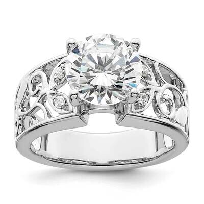 Leaf Design Peg Set 1/20 Carat Diamond Semi-Mount Engagement Ring 14k White Gold RM2834E-006-WAA, M…