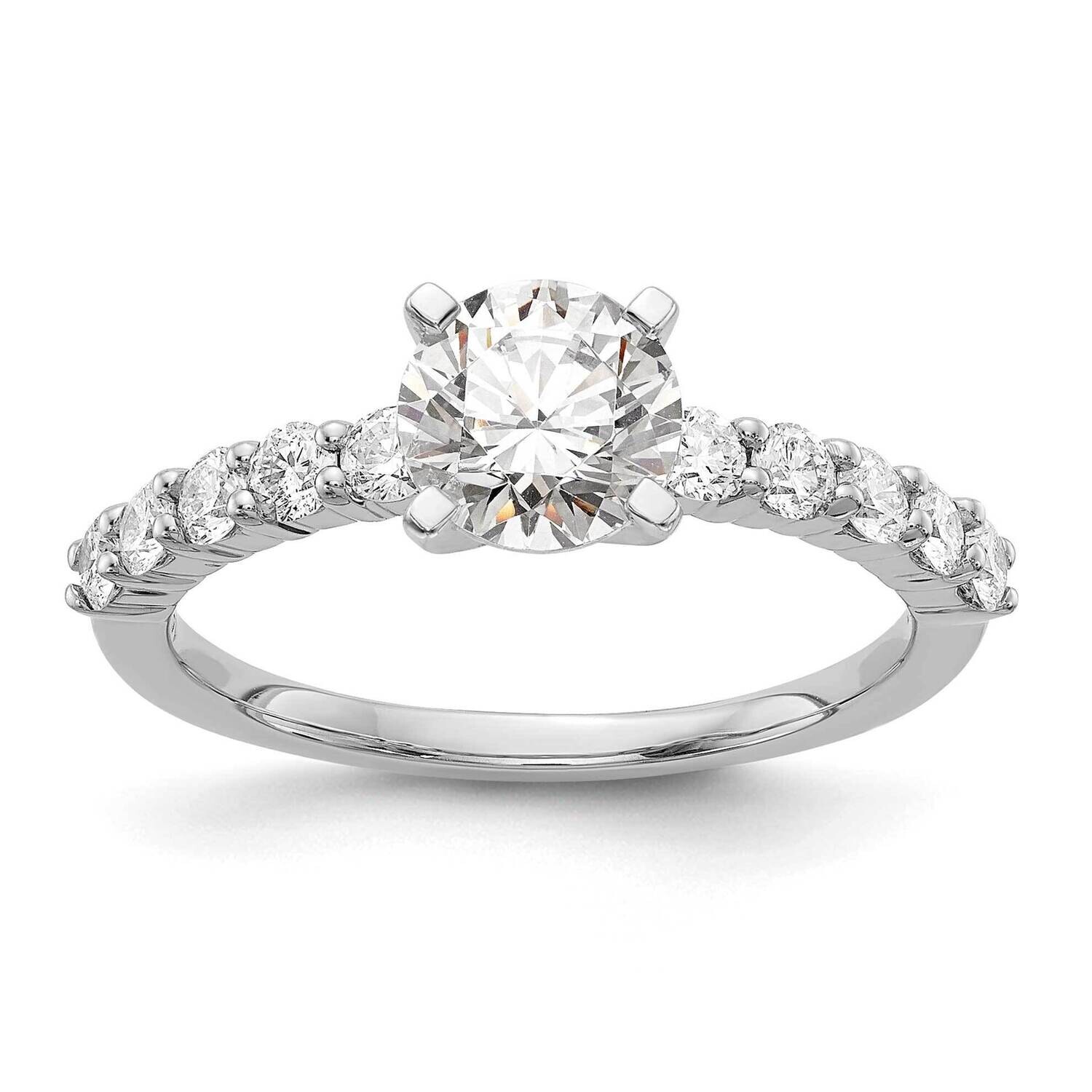 Peg Set 1/2 Carat Diamond Semi-Mount Engagement Ring 14k White Gold RM2938E-050-WAA