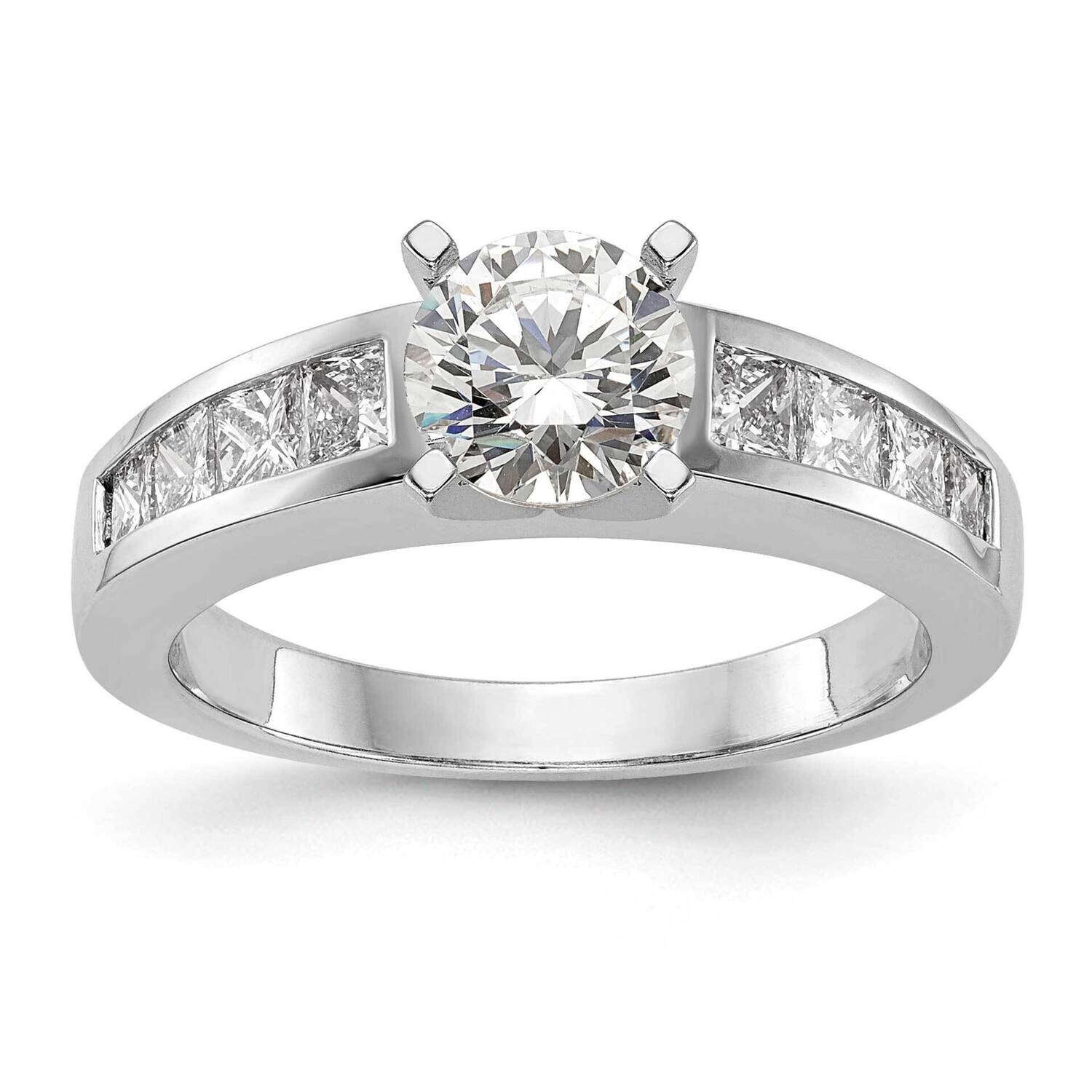 Peg Set 3/4 Carat Channel-Set Princess Diamond Semi-Mount Engagement Ring 14k White Gold RM2676E-07…