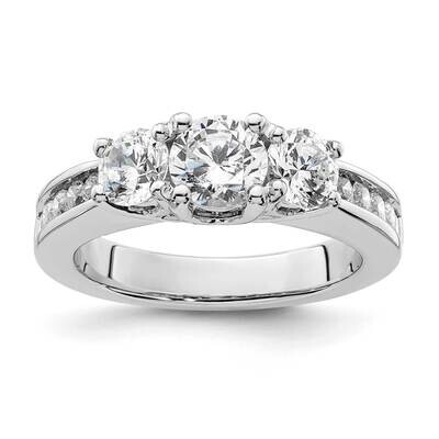3-Stone Plus Holds 3/4 Carat 5.8mm Round Center 2-4.8mm Round Sides Diamond Semi-Mount Engagement R…