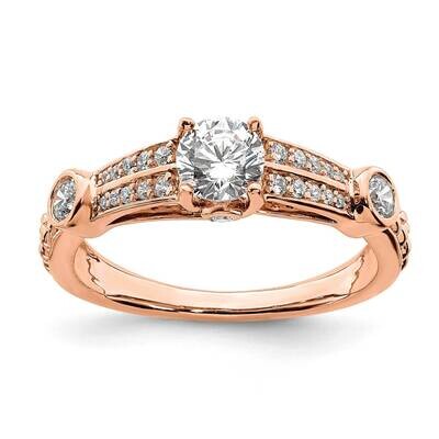 2-Row Holds 1/2 Carat 5.2mm Round Center 1/4 Carat Diamond Semi-Mount Engagment Ring 14k Rose Gold …