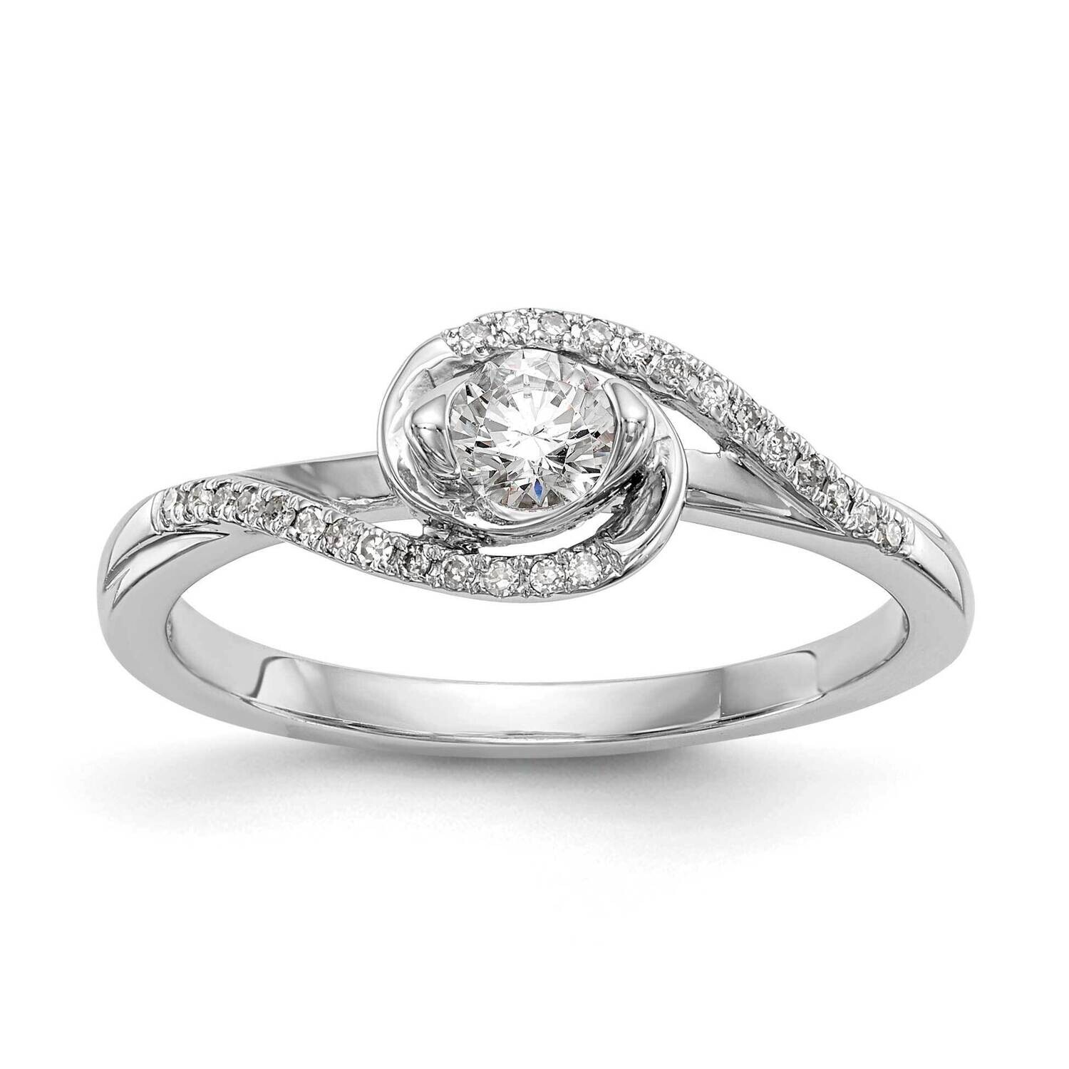 By-Pass Holds 1/6 Carat 3.6mm Round Center 1/15 Carat Diamond Semi-Mount Engagement Ring 14k White Gold RM2417E-017-WAA