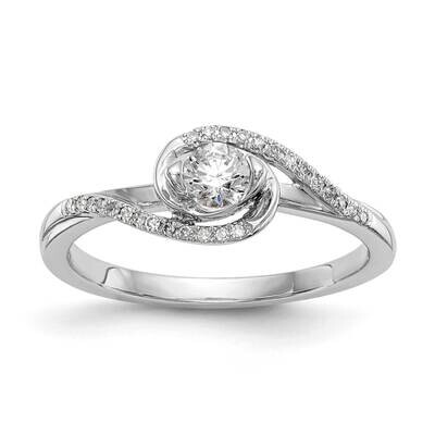 By-Pass Holds 1/6 Carat 3.6mm Round Center 1/15 Carat Diamond Semi-Mount Engagement Ring 14k White …