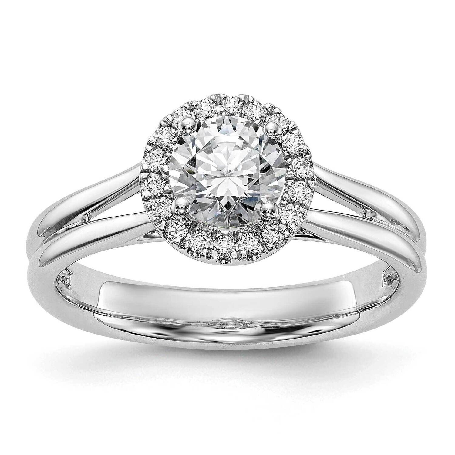 Halo Holds 1 Carat 6.5mm Round Center 1/8 Carat Diamond Semi-Mount Split Shank Engagement Ring 14k …