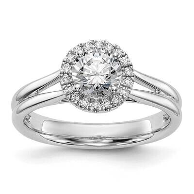 Halo Holds 1 Carat 6.5mm Round Center 1/8 Carat Diamond Semi-Mount Split Shank Engagement Ring 14k …