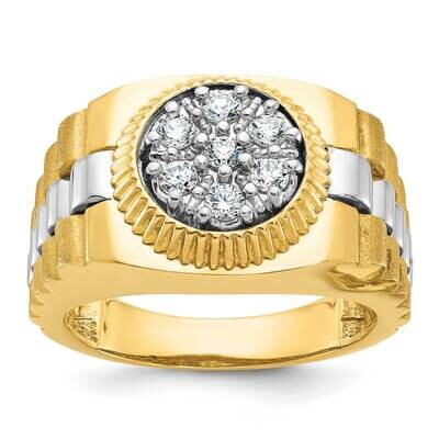Ibgoodman Men&#39;s Polished Satin Textured Cluster Ring Mounting 14k Two-Tone Gold B56948-4YW by IBGoo…
