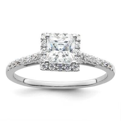 Halo Holds 3/4 Carat 5.00mm Princess Center 1/3 Carat Diamond Semi-Mount Engagement Ring 14k White …