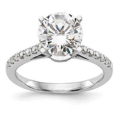 Holds 1.5 Carat 7.50mm Round Center 1/3 Carat Diamond Semi-Mount Engagement Ring 14k White Gold RM2…