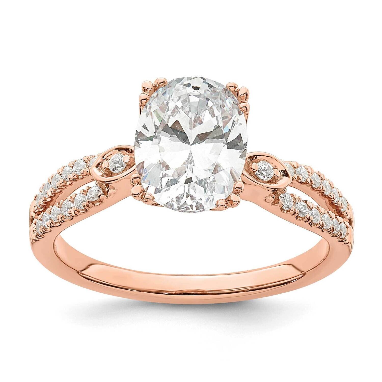 Split Shank Holds 1.5 Carat 9.2X6.9mm Oval Center 1/6 Carat Diamond Semi-Mount Engagement Ring 14k …