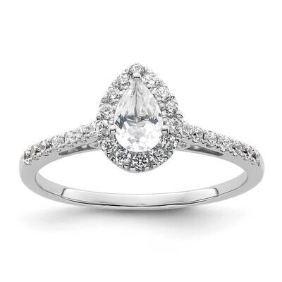 Halo Holds 1/2 Carat 6X4mm Pear Center 1/4 Carat Diamond Semi-Mount Engagement Ring 14k White Gold …