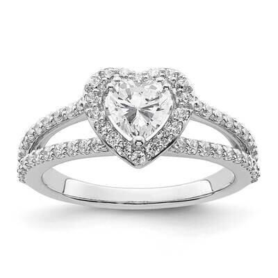 Halo Plus Holds 1/2 Carat 5.5mm Heart Center 5/8 Carat Diamond Semi-Mount Engagement Ring 14k White…