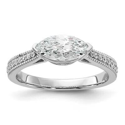 East West Holds 1 Carat 10.5X5.6mm Marquise Center 1/8 Carat Diamond Semi-Mount Engagement Ring 14k…