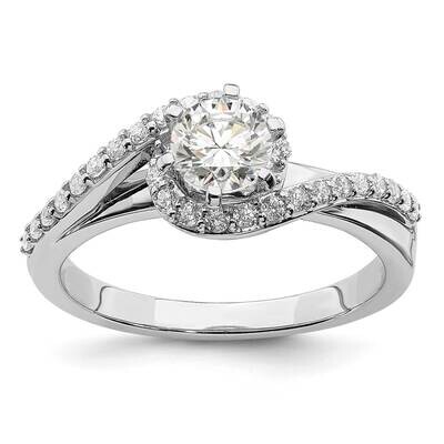 By-Pass Halo Holds 1/2 Carat 5.2mm Round Center 1/3 Carat Diamond Semi-Mount Engagement Ring 14k Wh…