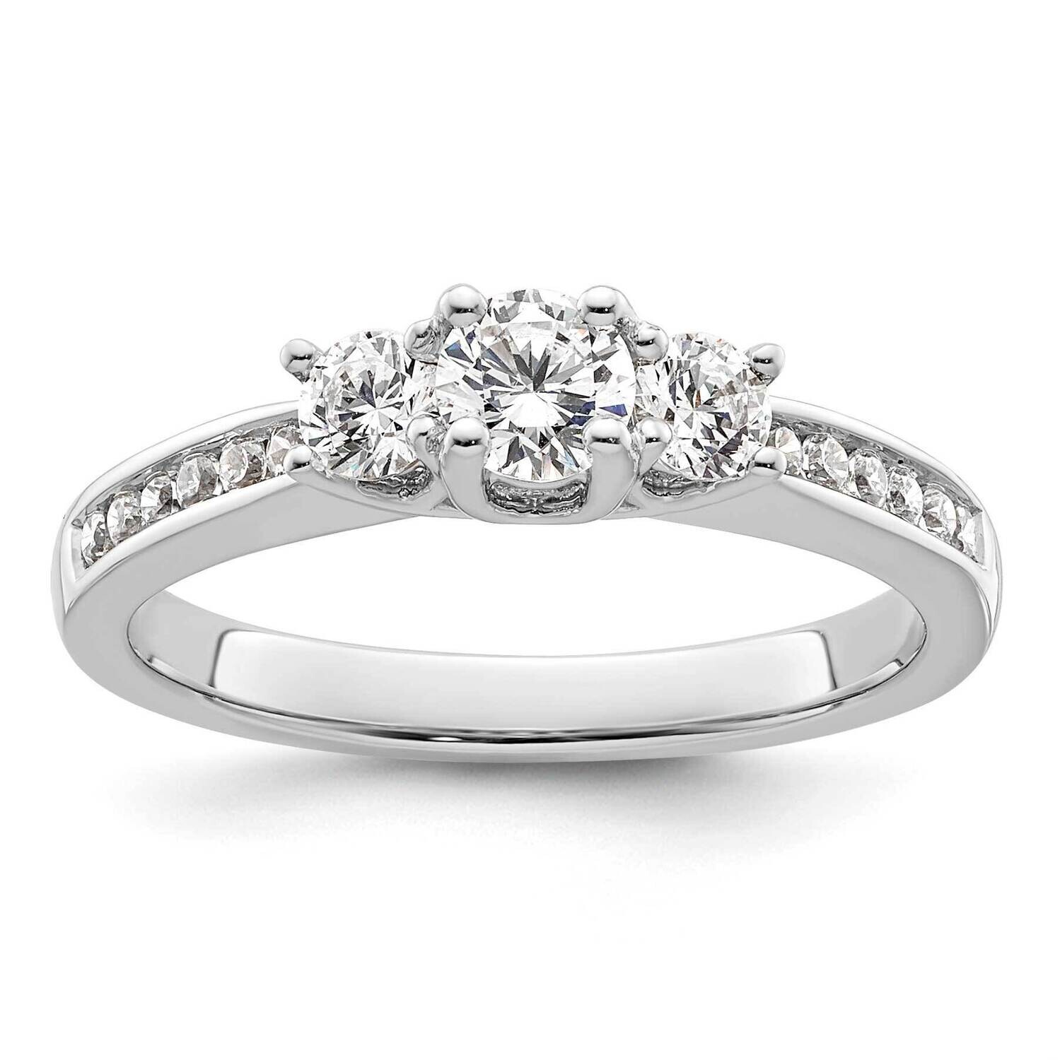 3-Stone Plus Holds 1/4 Carat 4.1mm Round Center 2-3.1mm Round Sides Diamond Semi-Mount Engagement R…