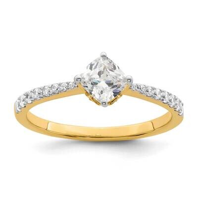 Leaf Design Holds 3/4 Carat 5.4mm Cushion Center 1/4 Carat Diamond Semi-Mount Engagement Ring 14k G…