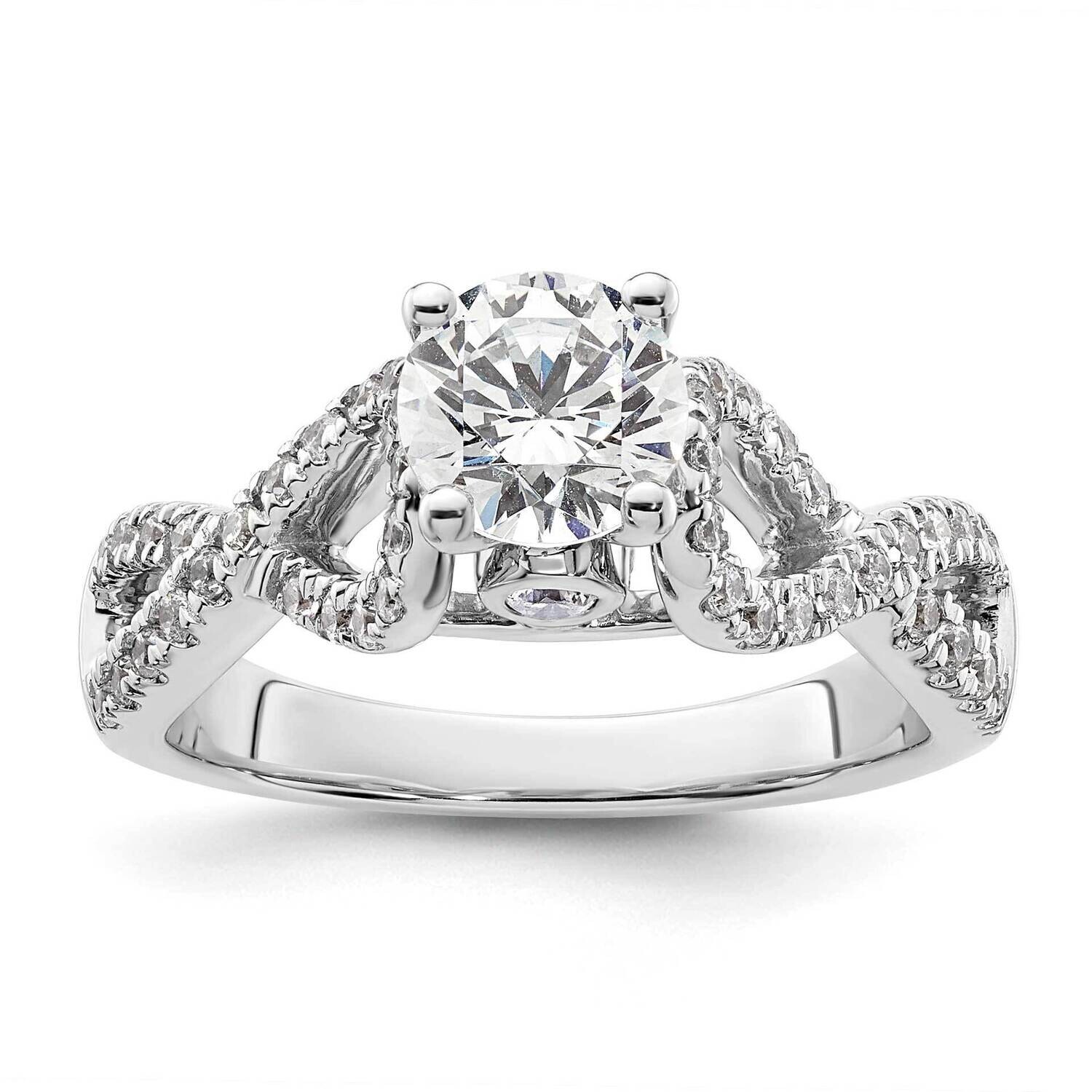 Infinity Peg Set 1/2 Carat Diamond Semi-Mount Engagement Ring 14k White Gold RM2564E-041-WAA