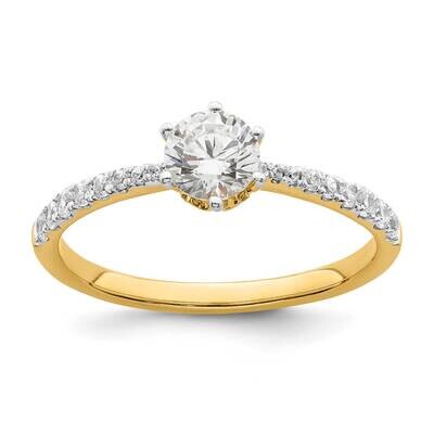 Leaf Design Holds 1/2 Carat 5.2mm Round Center 1/4 Carat Diamond Semi-Mount Engagement Ring 14k Gol…