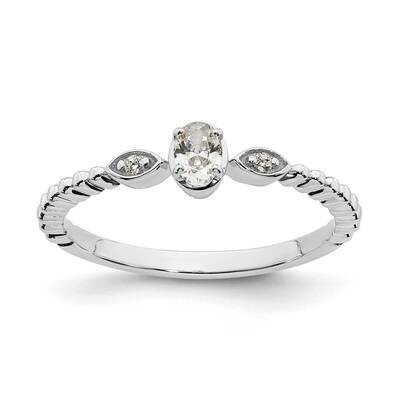 Scalloped BPetite 3-Stone 1/4 Carat Oval Diamond Complete Promise/Engagement Ring 14k White Gold RM…