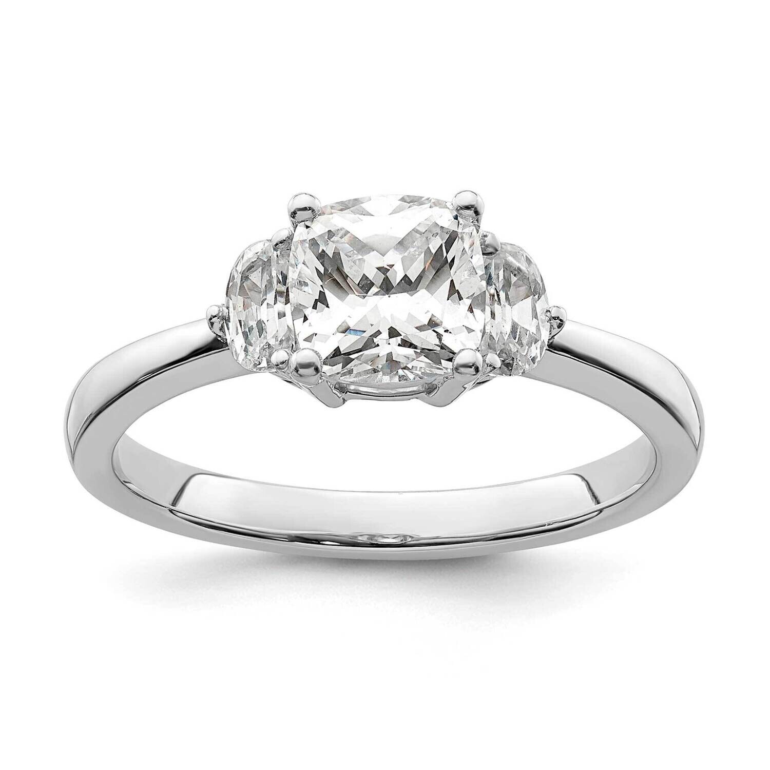 3 Stone Half Moon/Cushion Semi-Mount Including 2-Half Moon Side Stones Diamond Ring 14k White Gold …
