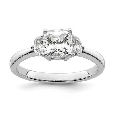 3 Stone Half Moon/Cushion Semi-Mount Including 2-Half Moon Side Stones Diamond Ring 14k White Gold …