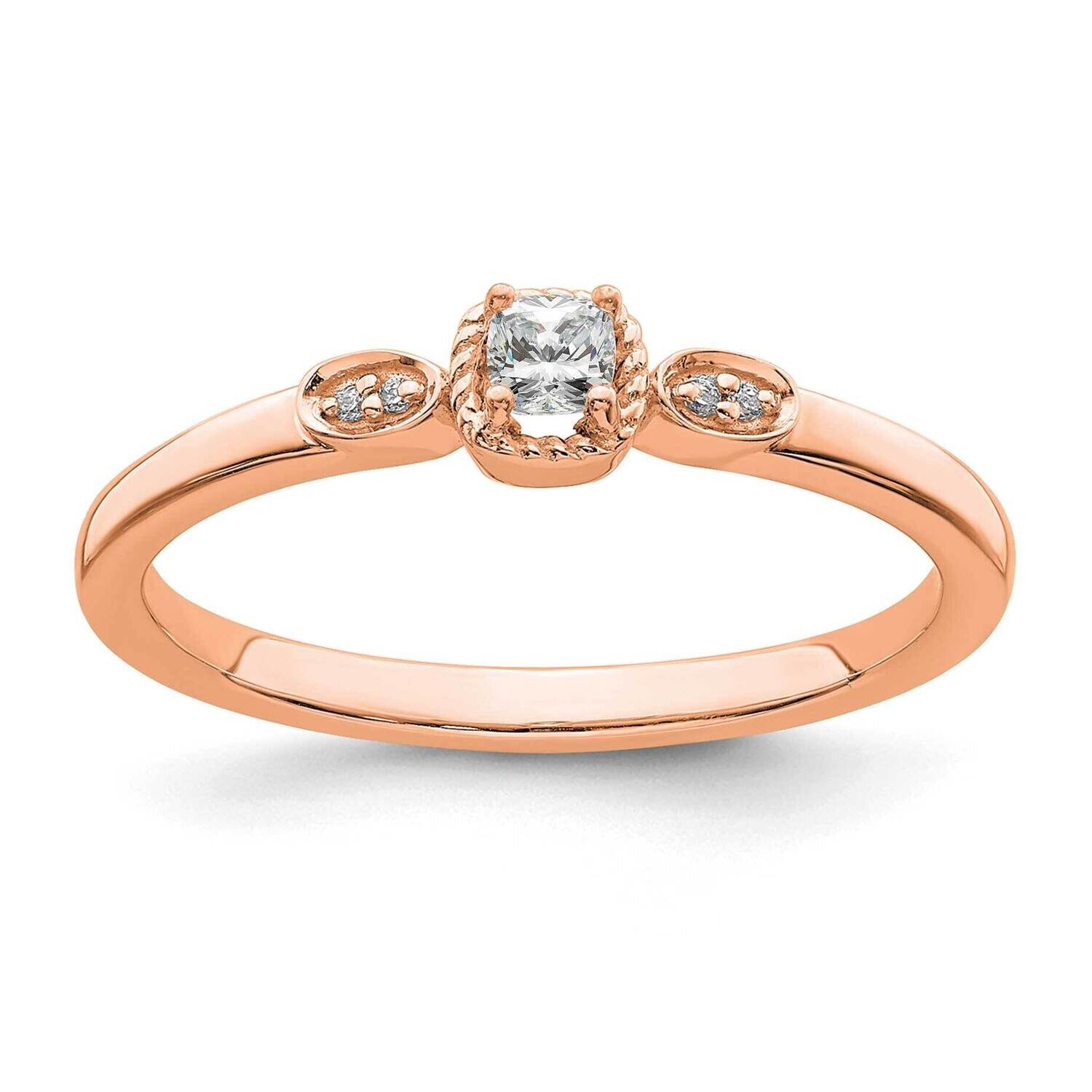 Rope Edge Petite 1/15 Carat Cushion-Cut Diamond Complete Promise/Engagement Ring 14k Rose Gold RM77…